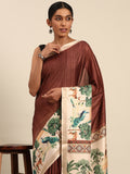 Brown Cotton Saree With Blouse Piece