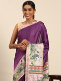 Purple Cotton Saree With Blouse Piece