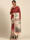 Maroon Cotton Saree With Blouse Piece