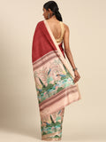 Maroon Cotton Saree With Blouse Piece