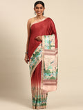 Maroon Cotton Saree With Blouse Piece