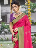 Pink Silk Saree With Blouse Piece