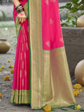 Pink Silk Saree With Blouse Piece