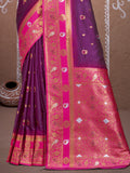 Wine Silk Saree With Blouse Piece