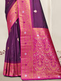 Wine Silk Saree With Blouse Piece