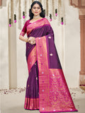 Wine Silk Saree With Blouse Piece