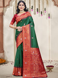 Green Silk Saree With Blouse Piece