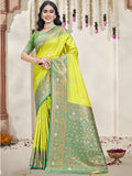 Sea Green Silk Saree With Blouse Piece