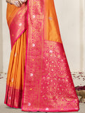 Orange Silk Saree With Blouse Piece