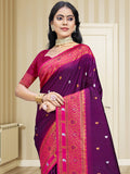 Wine Silk Saree With Blouse Piece