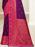 Wine Silk Saree With Blouse Piece