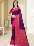 Wine Silk Saree With Blouse Piece