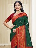 Green Silk Saree With Blouse Piece