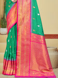 Teal Silk Saree With Blouse Piece