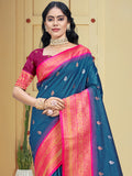 Blue Silk Saree With Blouse Piece