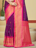 Wine Silk Saree With Blouse Piece