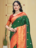 Green Silk Saree With Blouse Piece