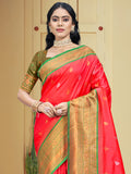 Pink Silk Saree With Blouse Piece