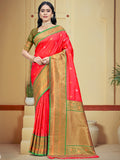 Pink Silk Saree With Blouse Piece