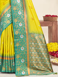 Yellow Silk Saree With Blouse Piece