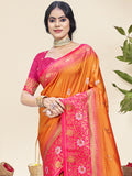 Orange Silk Saree With Blouse Piece