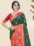 Green Silk Saree With Blouse Piece