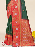 Green Silk Saree With Blouse Piece