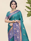 Blue Silk Saree With Blouse Piece