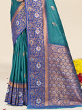 Blue Silk Saree With Blouse Piece