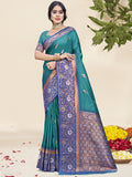 Blue Silk Saree With Blouse Piece