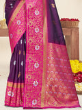 Wine Silk Saree With Blouse Piece