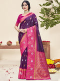 Wine Silk Saree With Blouse Piece