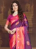 Wine Silk Saree With Blouse Piece