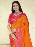 Orange Silk Saree With Blouse Piece