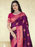 Wine Silk Saree With Blouse Piece