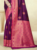 Wine Silk Saree With Blouse Piece