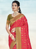 Pink Silk Saree With Blouse Piece