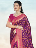 Wine Silk Saree With Blouse Piece