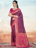 Wine Silk Saree With Blouse Piece