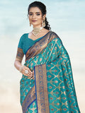 Blue Silk Saree With Blouse Piece