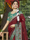 Maroon Silk Saree With Blouse Piece