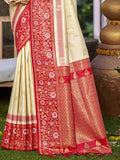 Cream Silk Saree With Blouse Piece