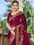 Magenta Silk Saree With Blouse Piece