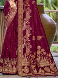 Magenta Silk Saree With Blouse Piece