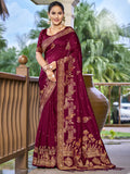 Magenta Silk Saree With Blouse Piece