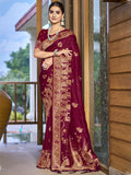 Magenta Silk Saree With Blouse Piece