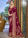 Magenta Silk Saree With Blouse Piece