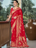 Red Silk Saree With Blouse Piece