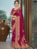 Magenta Silk Saree With Blouse Piece