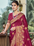 Magenta Silk Saree With Blouse Piece